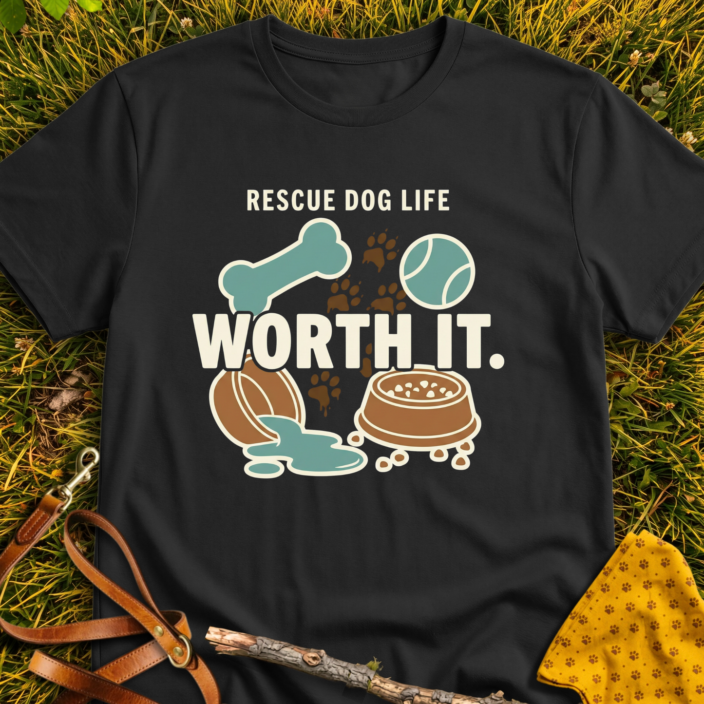 Worth It T-shirt T-shirt in Black - Furever Mode rescue dog tee