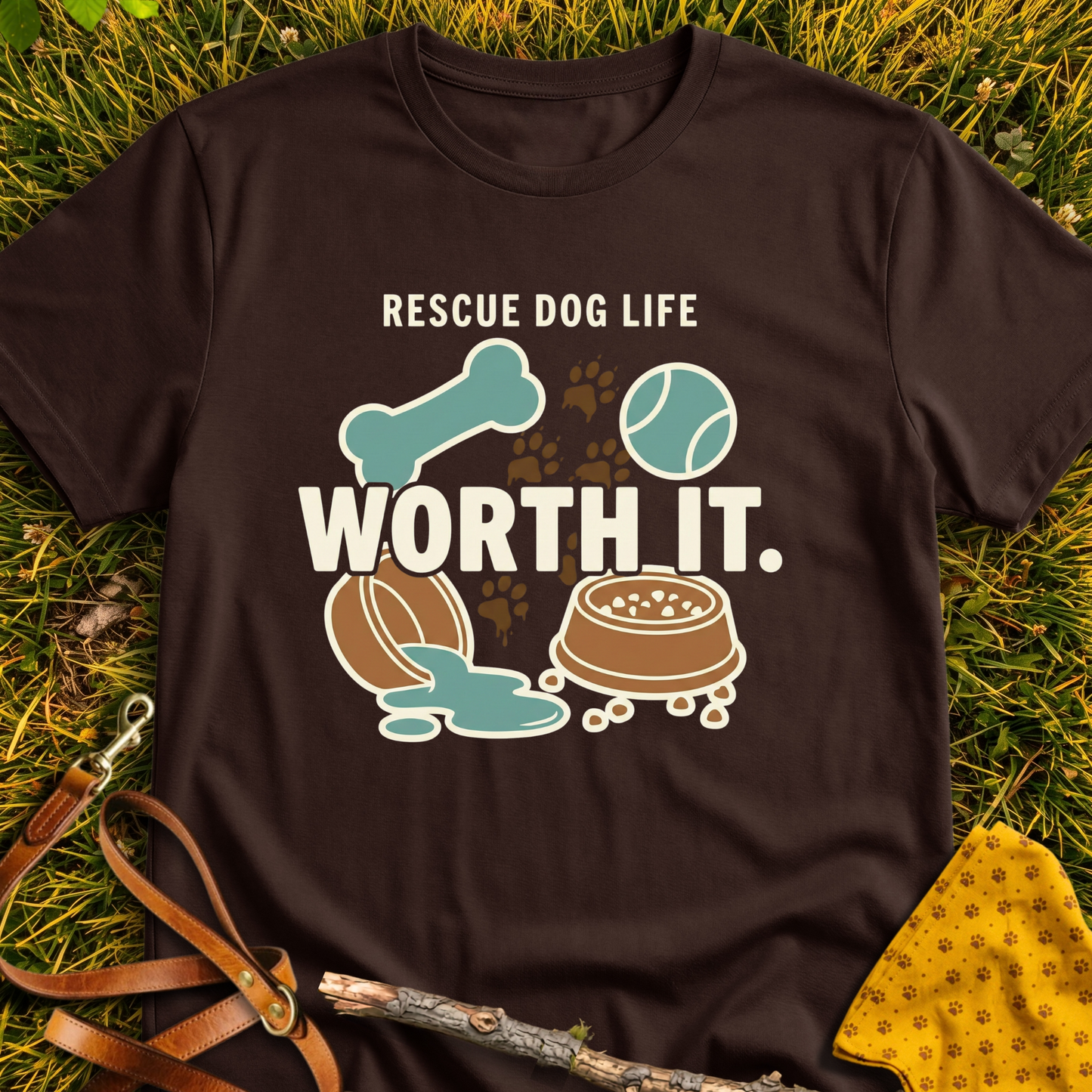 Worth It T-shirt T-shirt in Dark Chocolate - Furever Mode rescue dog tee