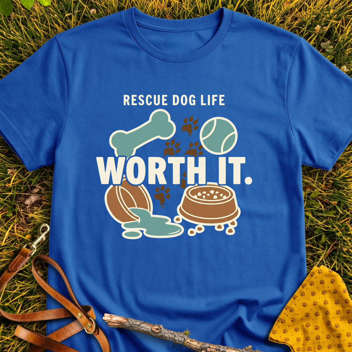 Worth It T-shirt T-shirt in Royal - Furever Mode rescue dog tee