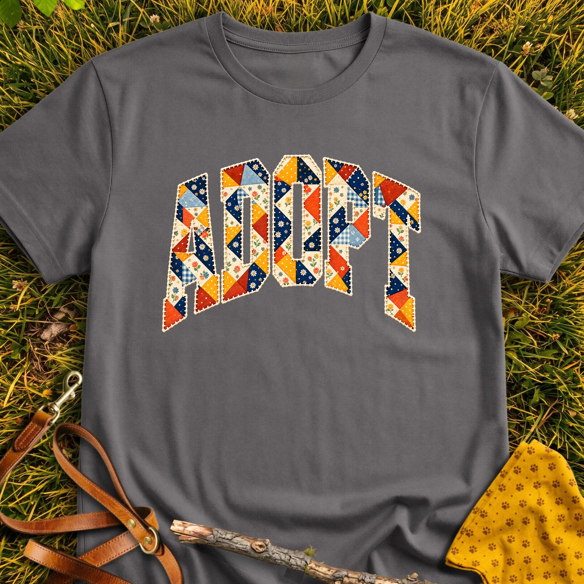 Adopt T-shirt in Charcoal - Furever Mode rescue dog tee