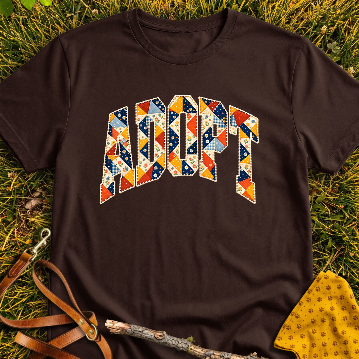 Adopt T-shirt in Dark Chocolate - Furever Mode rescue dog tee