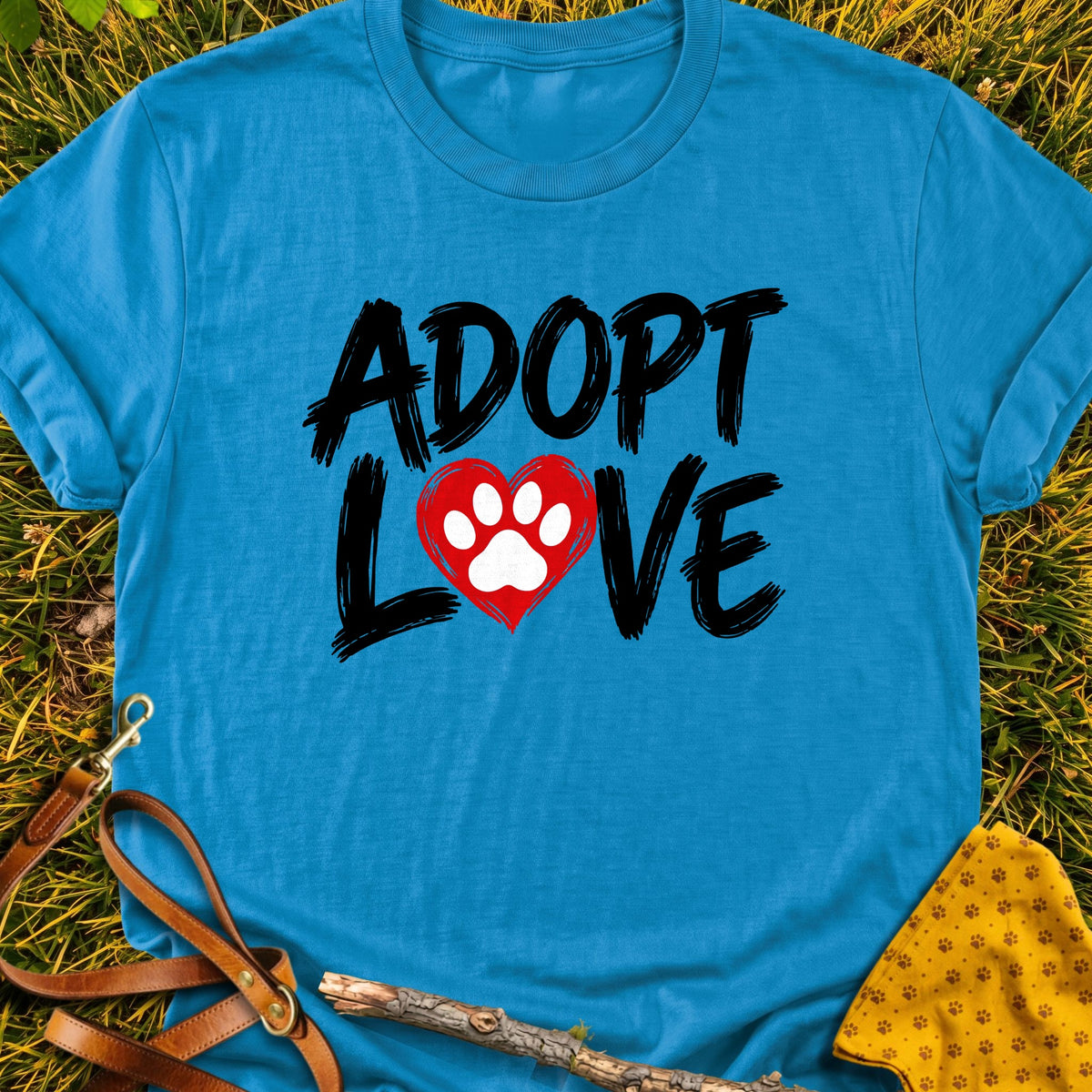 Adopt Love T-shirt in Sapphire - Furever Mode rescue dog tee