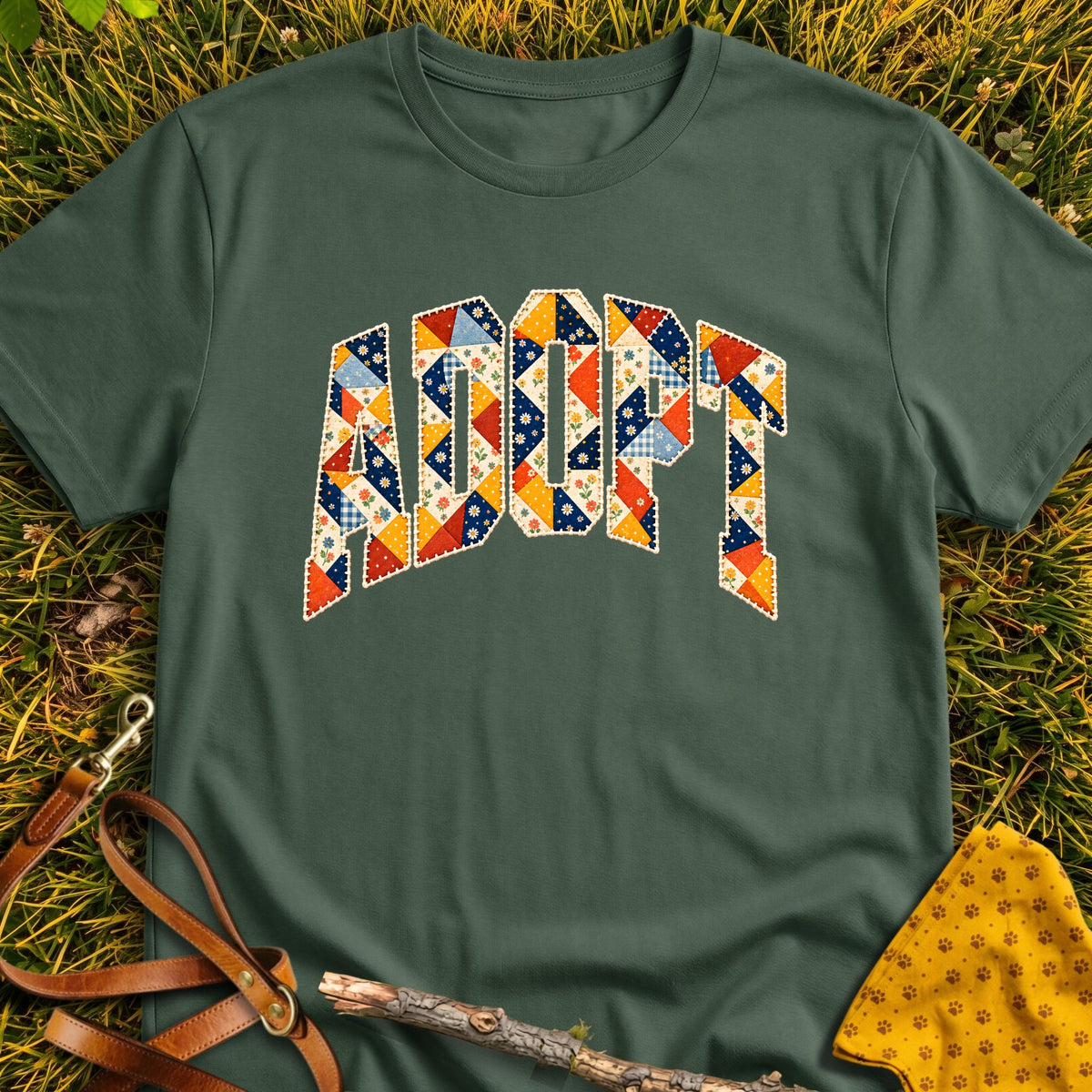 Adopt T-shirt in Military Green - Furever Mode rescue dog tee