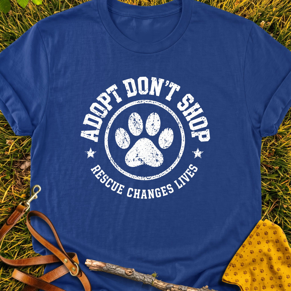 Adoption Badge T-shirt in Metro Blue - Furever Mode rescue dog tee