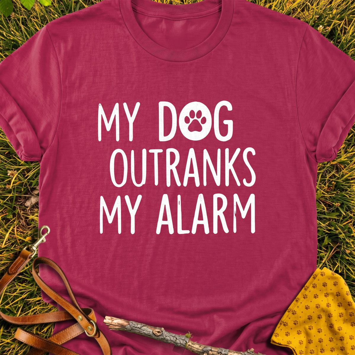 Alarm Priority T-shirt in Cardinal Red - Furever Mode rescue dog tee