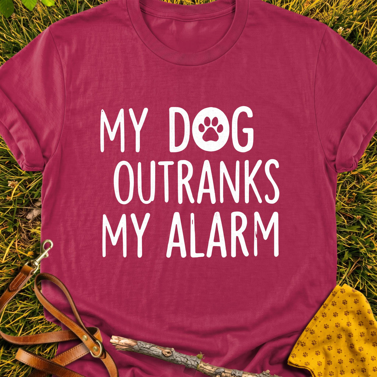 Alarm Priority T-shirt in Cardinal Red - Furever Mode rescue dog tee