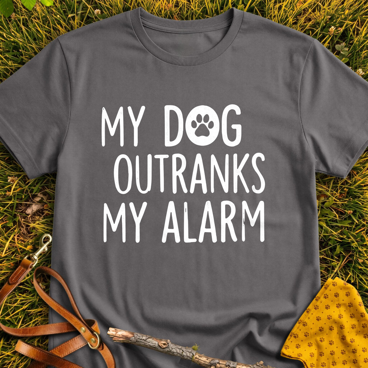 Alarm Priority T-shirt in Charcoal - Furever Mode rescue dog tee