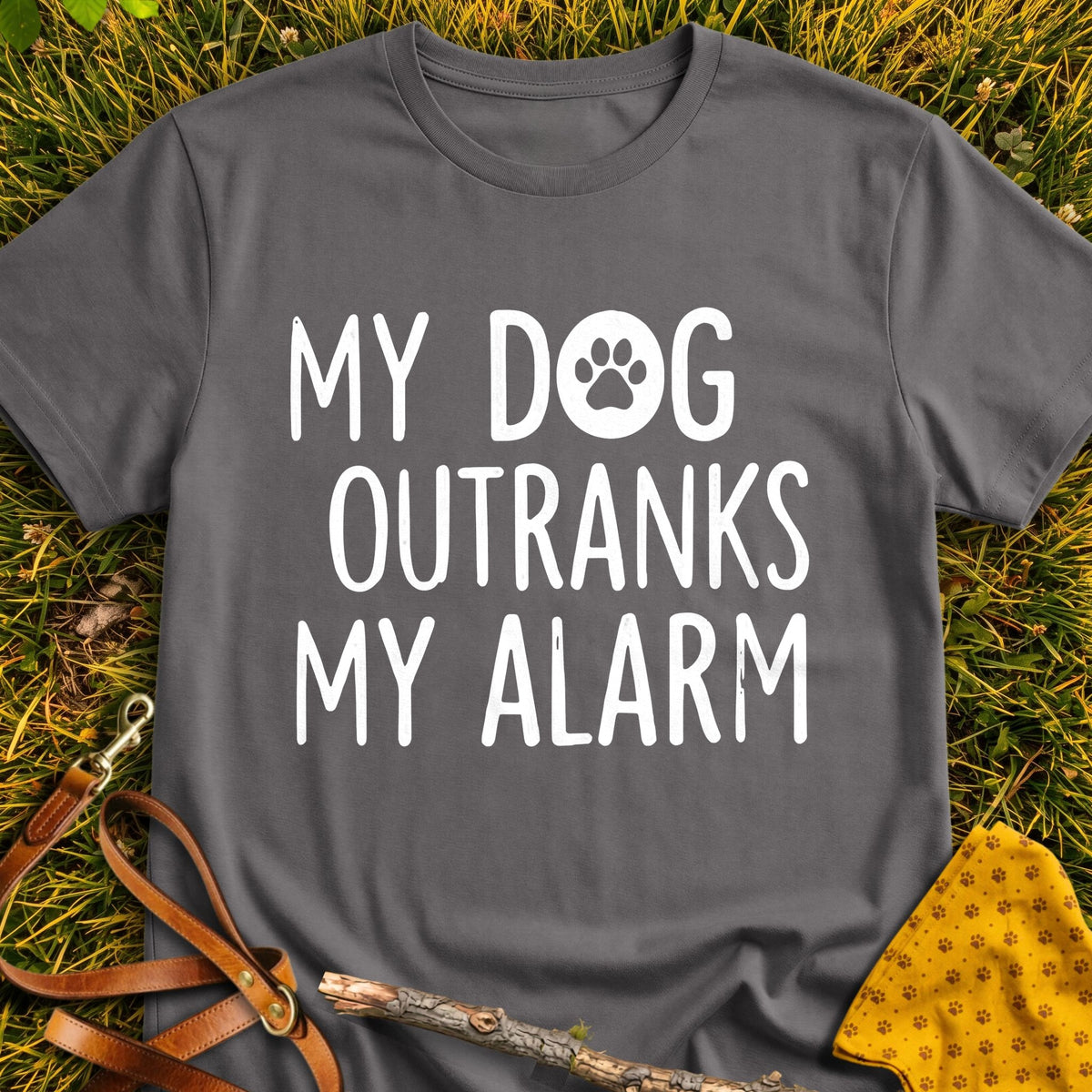 Alarm Priority T-shirt in Charcoal - Furever Mode rescue dog tee
