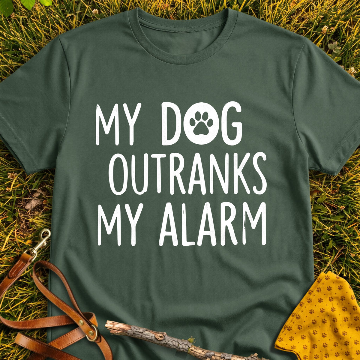 Alarm Priority T-shirt in Military Green - Furever Mode rescue dog tee