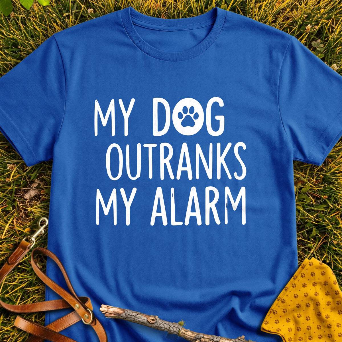 Alarm Priority T-shirt in Royal - Furever Mode rescue dog tee