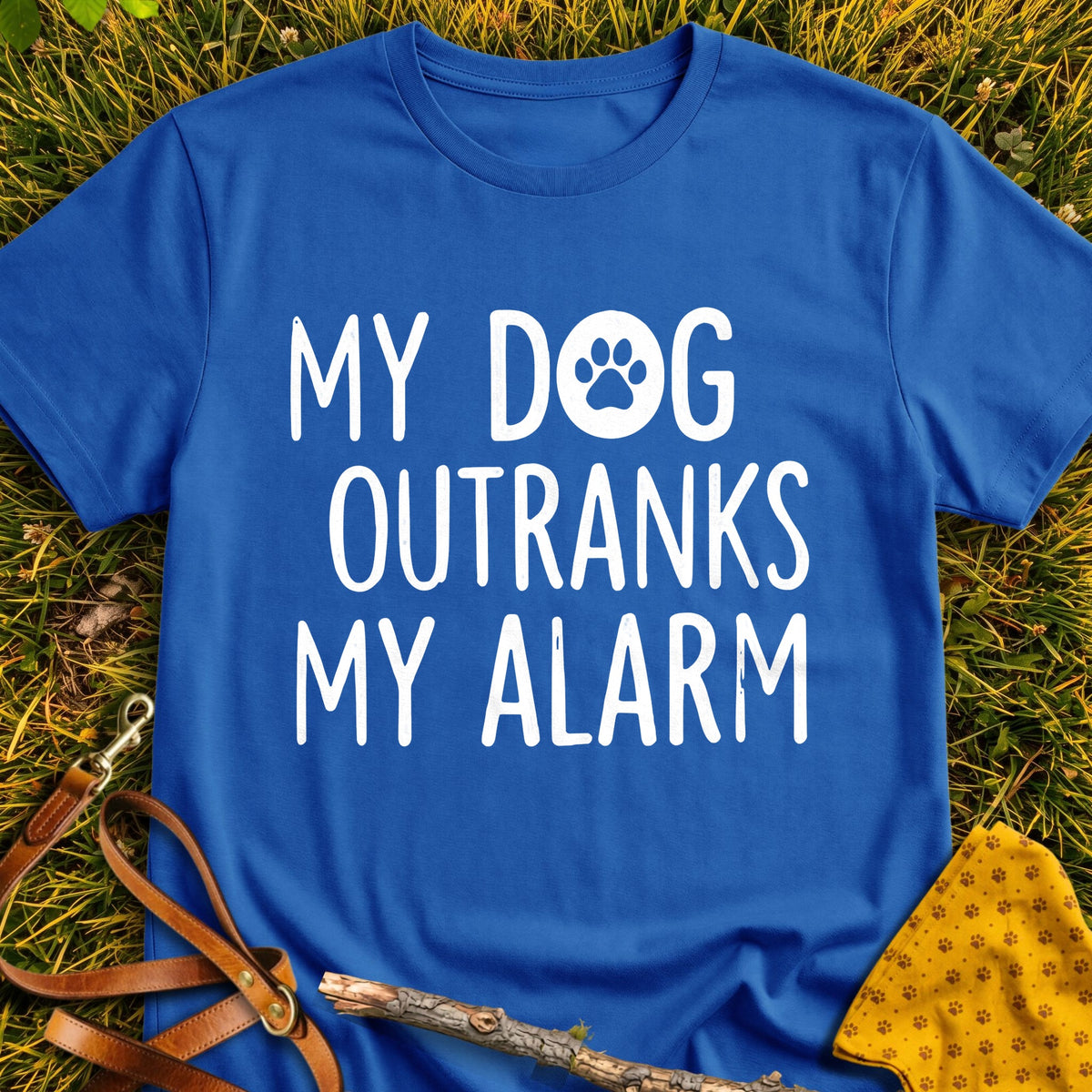 Alarm Priority T-shirt in Royal - Furever Mode rescue dog tee