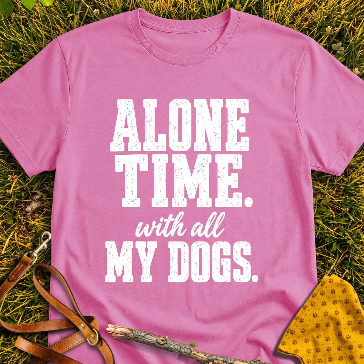 Alone Together T-shirt in Azalea - Furever Mode rescue dog tee