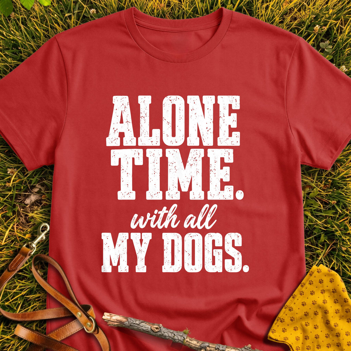 Alone Together T-shirt in Red - Furever Mode rescue dog tee