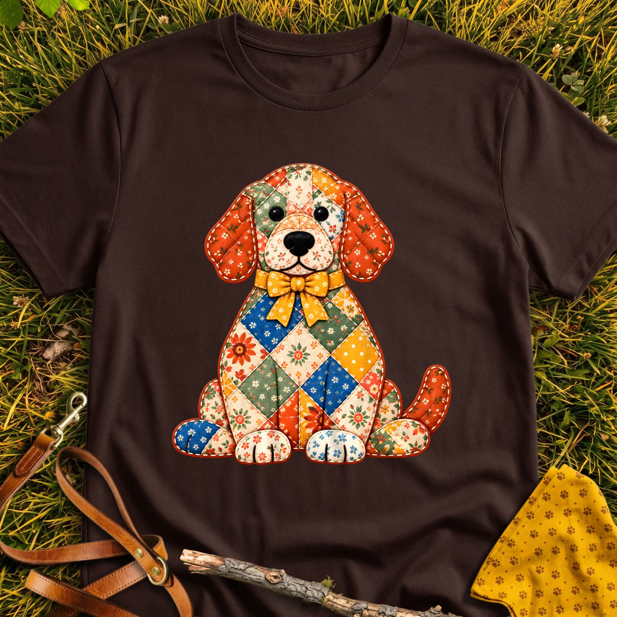 Bow Pup T-shirt in Dark Chocolate - Furever Mode rescue dog tee
