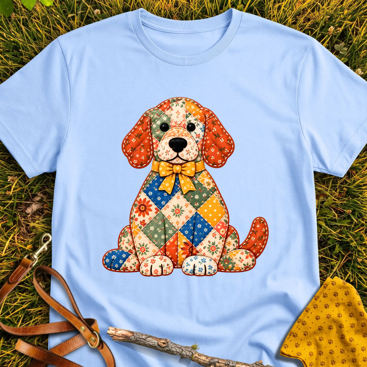 Bow Pup T-shirt in Light Blue - Furever Mode rescue dog tee