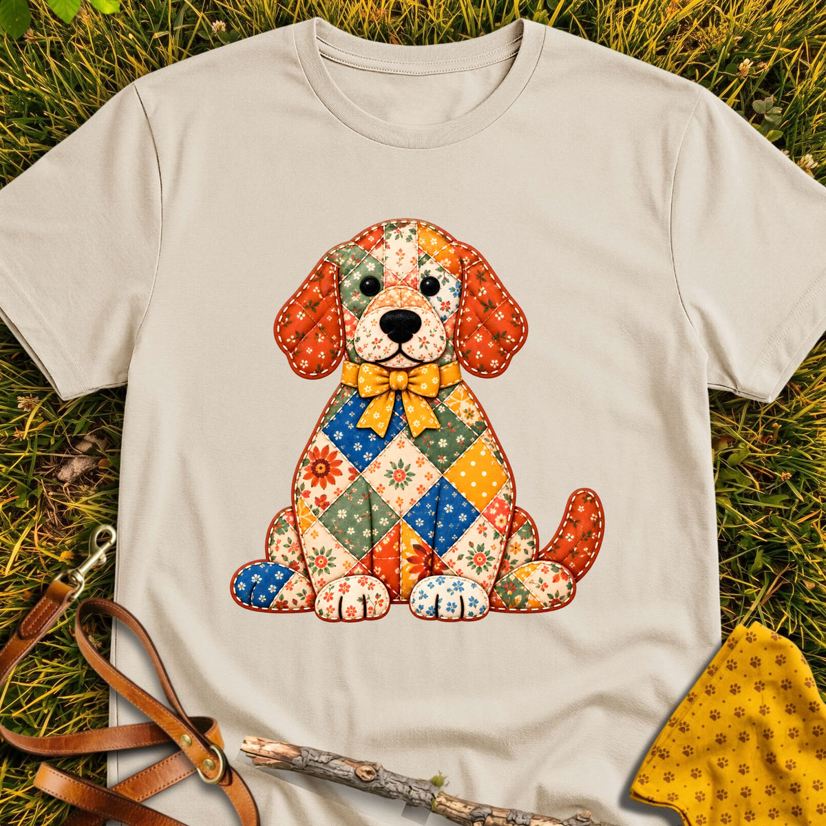 Bow Pup T-shirt in Sand - Furever Mode rescue dog tee