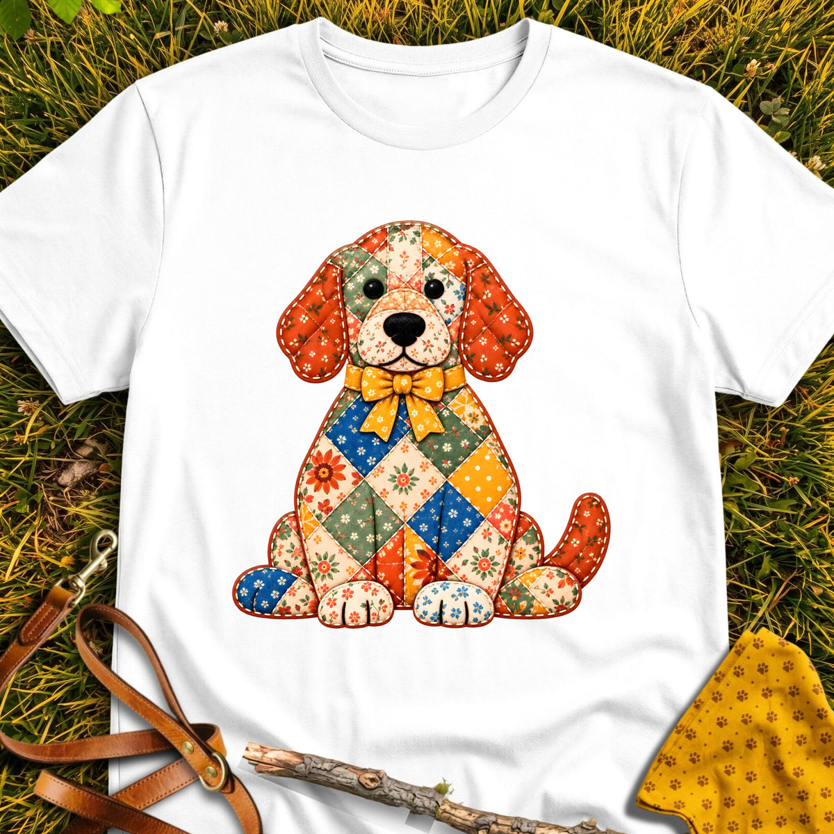 Bow Pup T-shirt in White - Furever Mode rescue dog tee