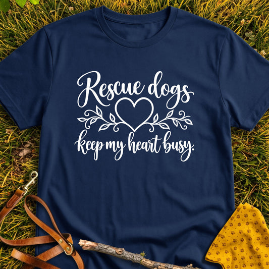 Busy Heart T-shirt in Navy - Furever Mode rescue dog tee