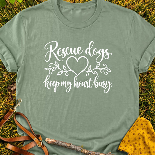 Busy Heart T-shirt in Sage - Furever Mode rescue dog tee