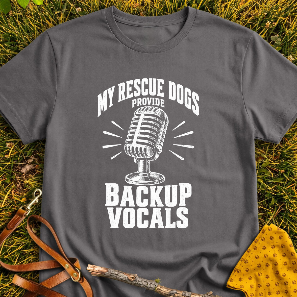 ChatGPT Image Oct 14, 2026, 09 19 50 AM T-shirt in Charcoal - Furever Mode rescue dog tee