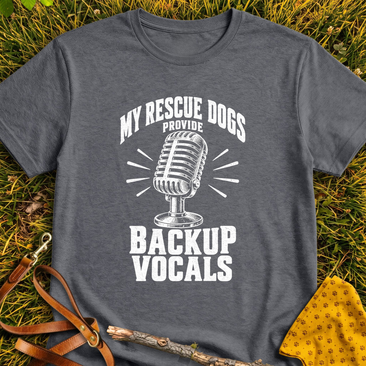 ChatGPT Image Oct 14, 2026, 09 19 50 AM T-shirt in Dark Heather - Furever Mode rescue dog tee