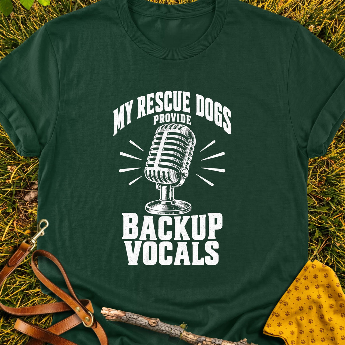 ChatGPT Image Oct 14, 2026, 09 19 50 AM T-shirt in Forest Green - Furever Mode rescue dog tee