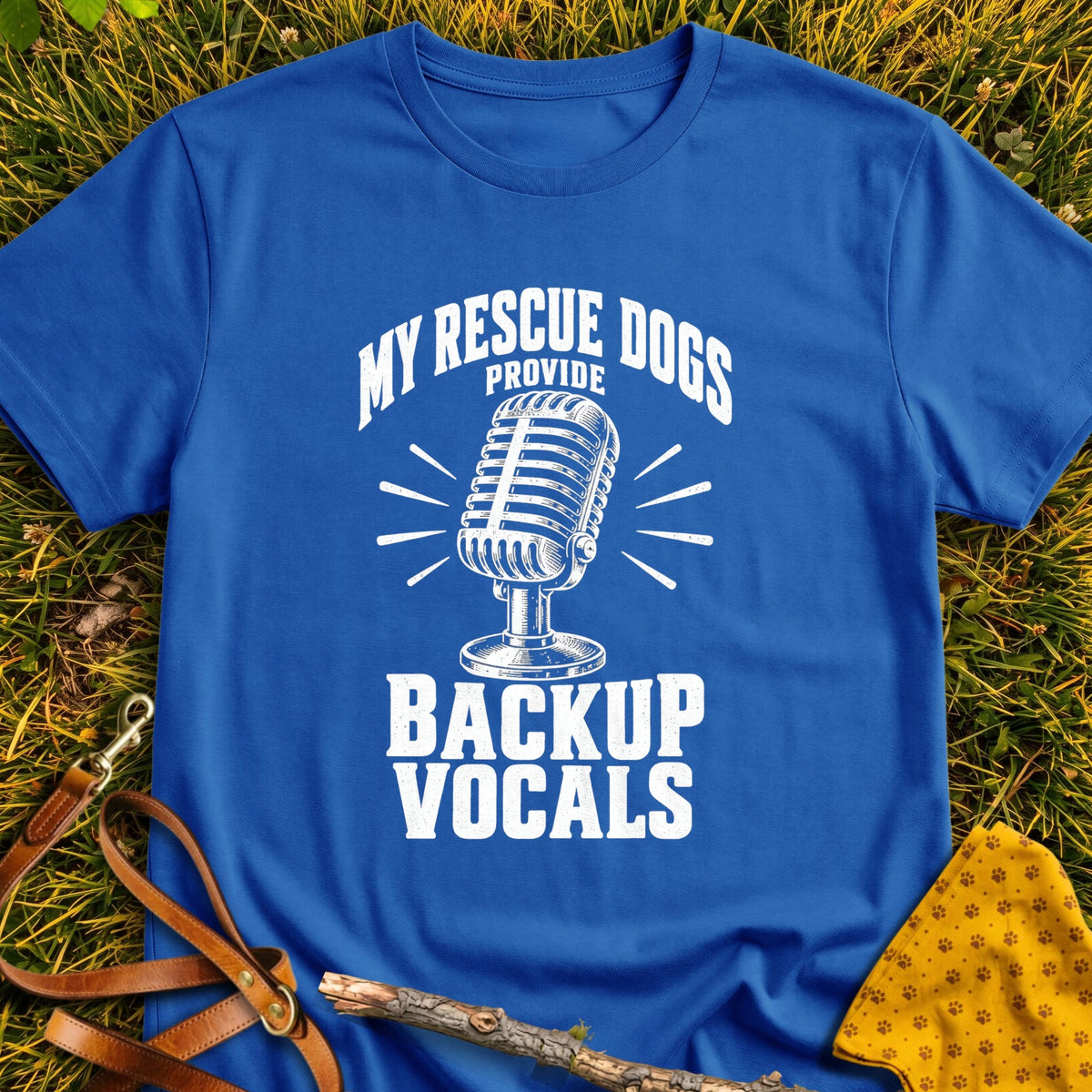 ChatGPT Image Oct 14, 2026, 09 19 50 AM T-shirt in Royal - Furever Mode rescue dog tee