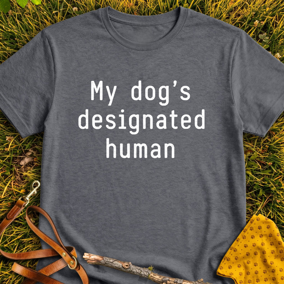 Designated Human T-shirt in Dark Heather - Furever Mode rescue dog tee