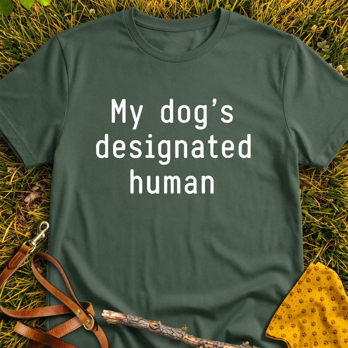 Designated Human T-shirt in Military Green - Furever Mode rescue dog tee