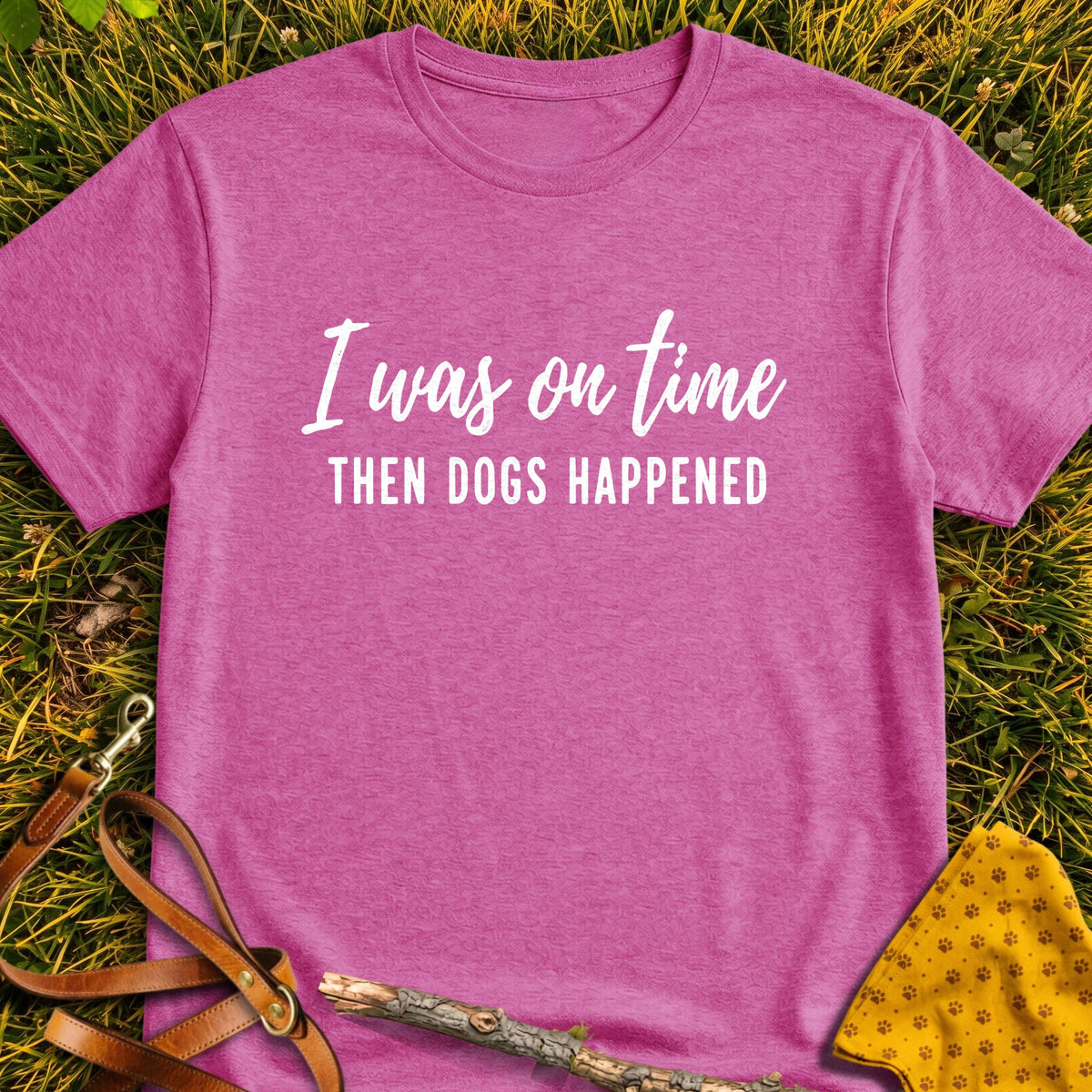 Dog Delay T-shirt in Heather Berry - Furever Mode rescue dog tee