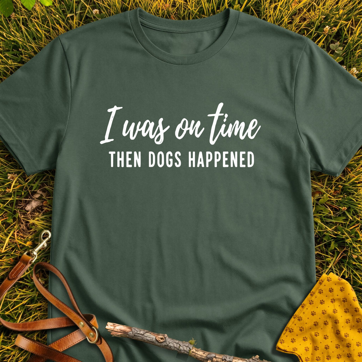 Dog Delay T-shirt in Military Green - Furever Mode rescue dog tee