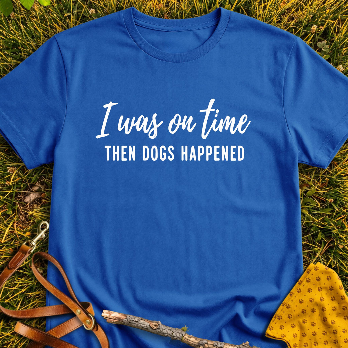 Dog Delay T-shirt in Royal - Furever Mode rescue dog tee