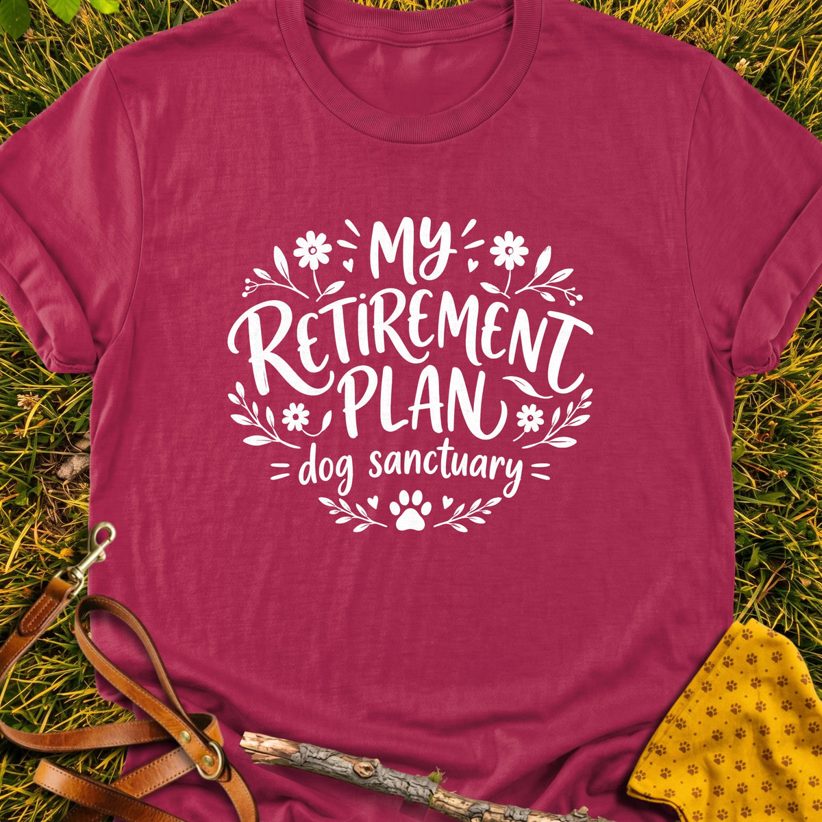 Dog Sanctuary T-shirt in Cardinal Red - Furever Mode rescue dog tee