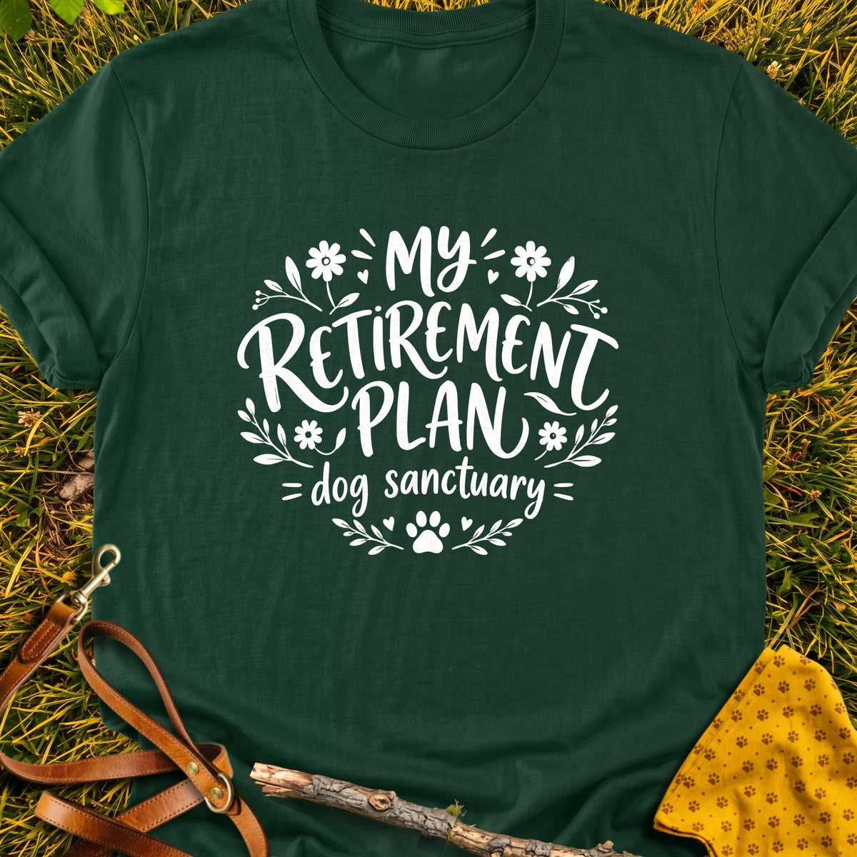 Dog Sanctuary T-shirt in Forest Green - Furever Mode rescue dog tee