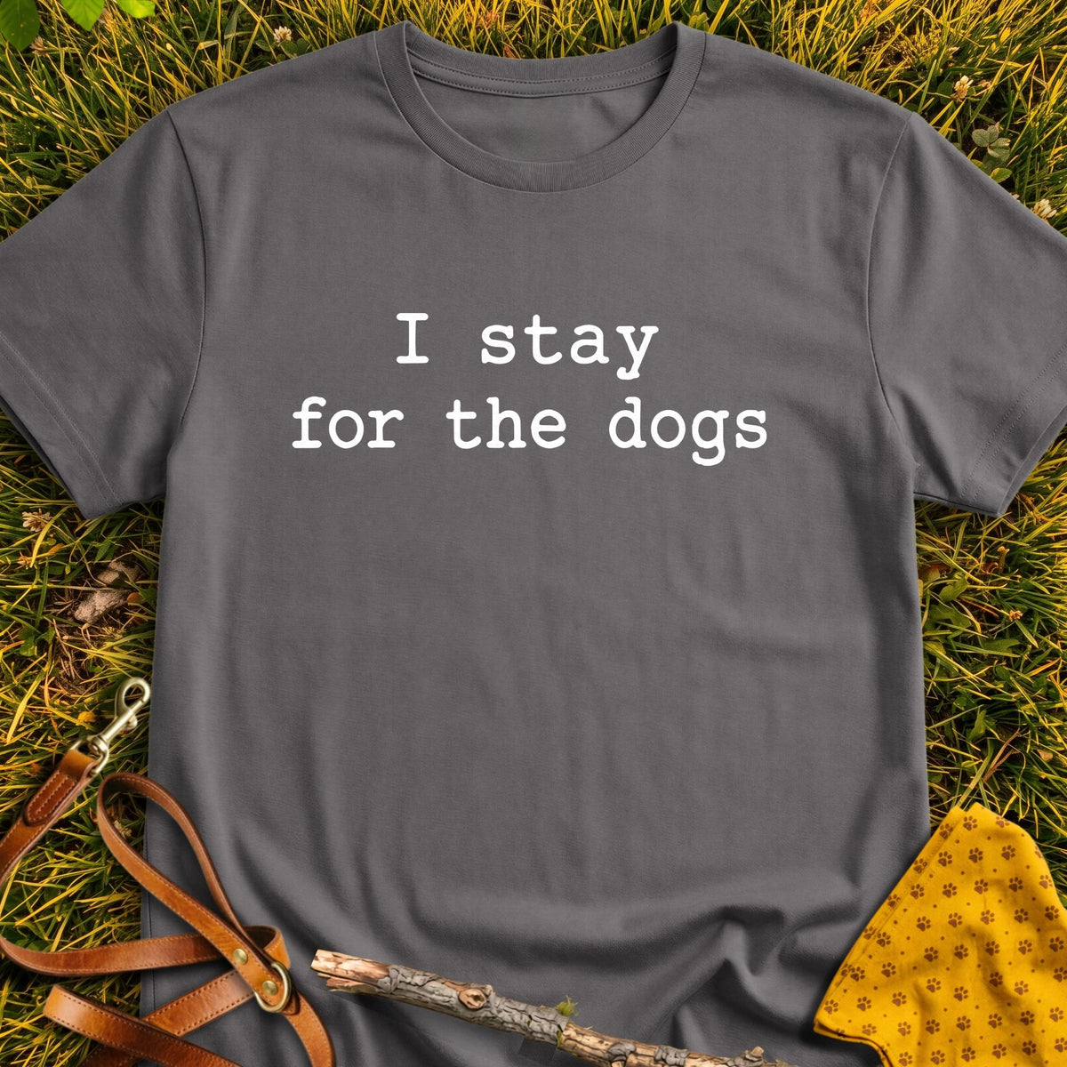Dog Stay T-shirt in Charcoal - Furever Mode rescue dog tee