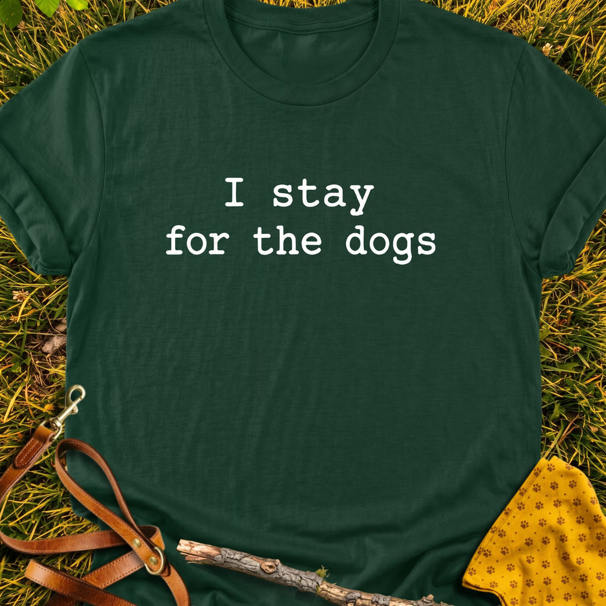 Dog Stay T-shirt in Forest Green - Furever Mode rescue dog tee