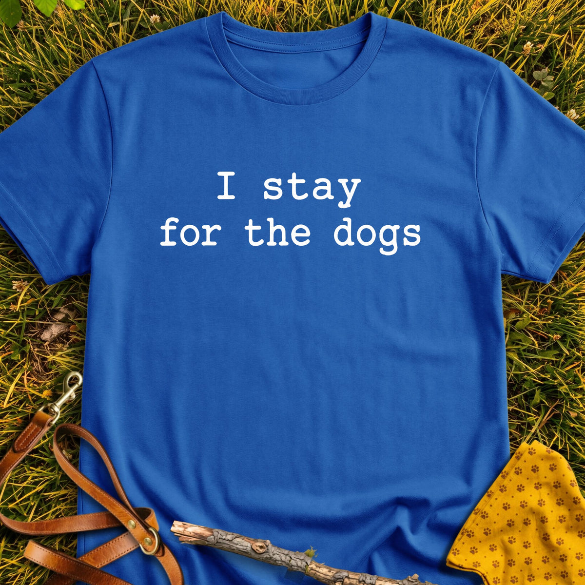 Dog Stay T-shirt in Royal - Furever Mode rescue dog tee