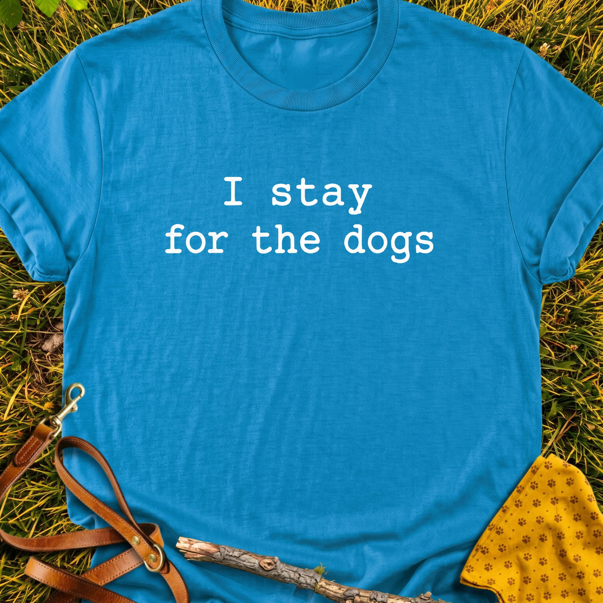 Dog Stay T-shirt in Sapphire - Furever Mode rescue dog tee
