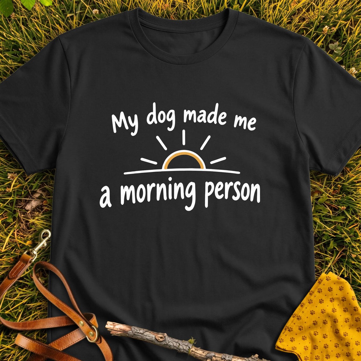 Early Riser T-shirt in Black - Furever Mode rescue dog tee