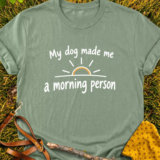 Early Riser T-shirt in Sage - Furever Mode rescue dog tee