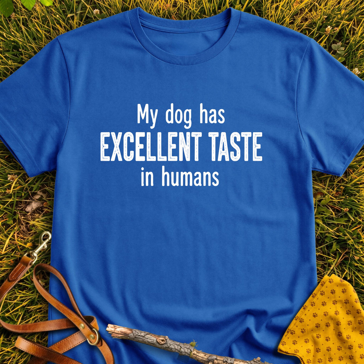 Excellent Taste T-shirt in Royal - Furever Mode rescue dog tee