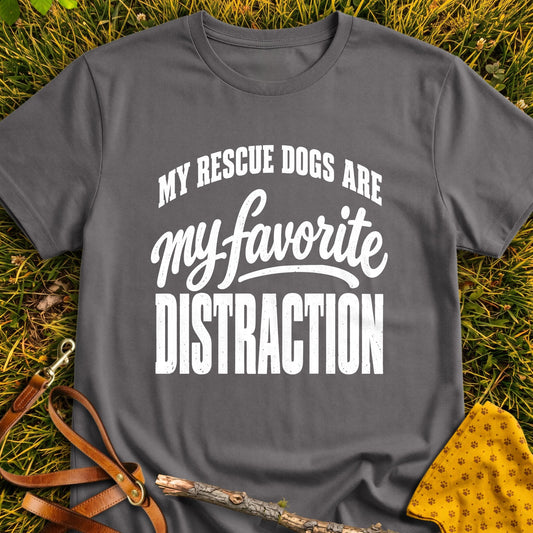 Favorite Distraction T-shirt in Charcoal - Furever Mode rescue dog tee