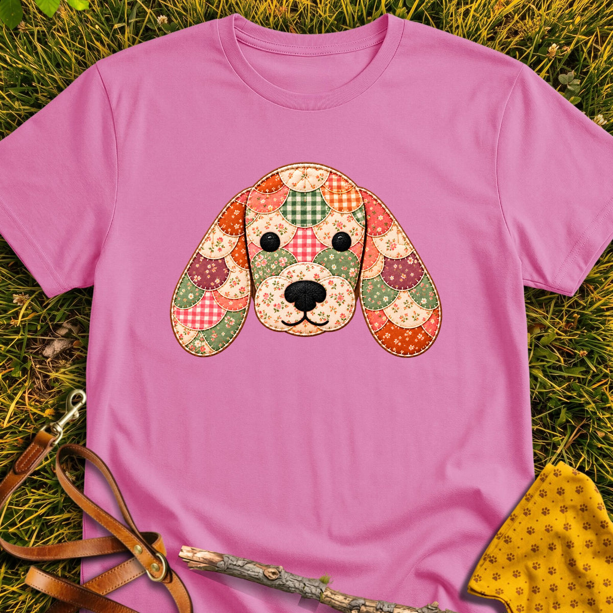 Floppy Face T-shirt in Azalea - Furever Mode rescue dog tee