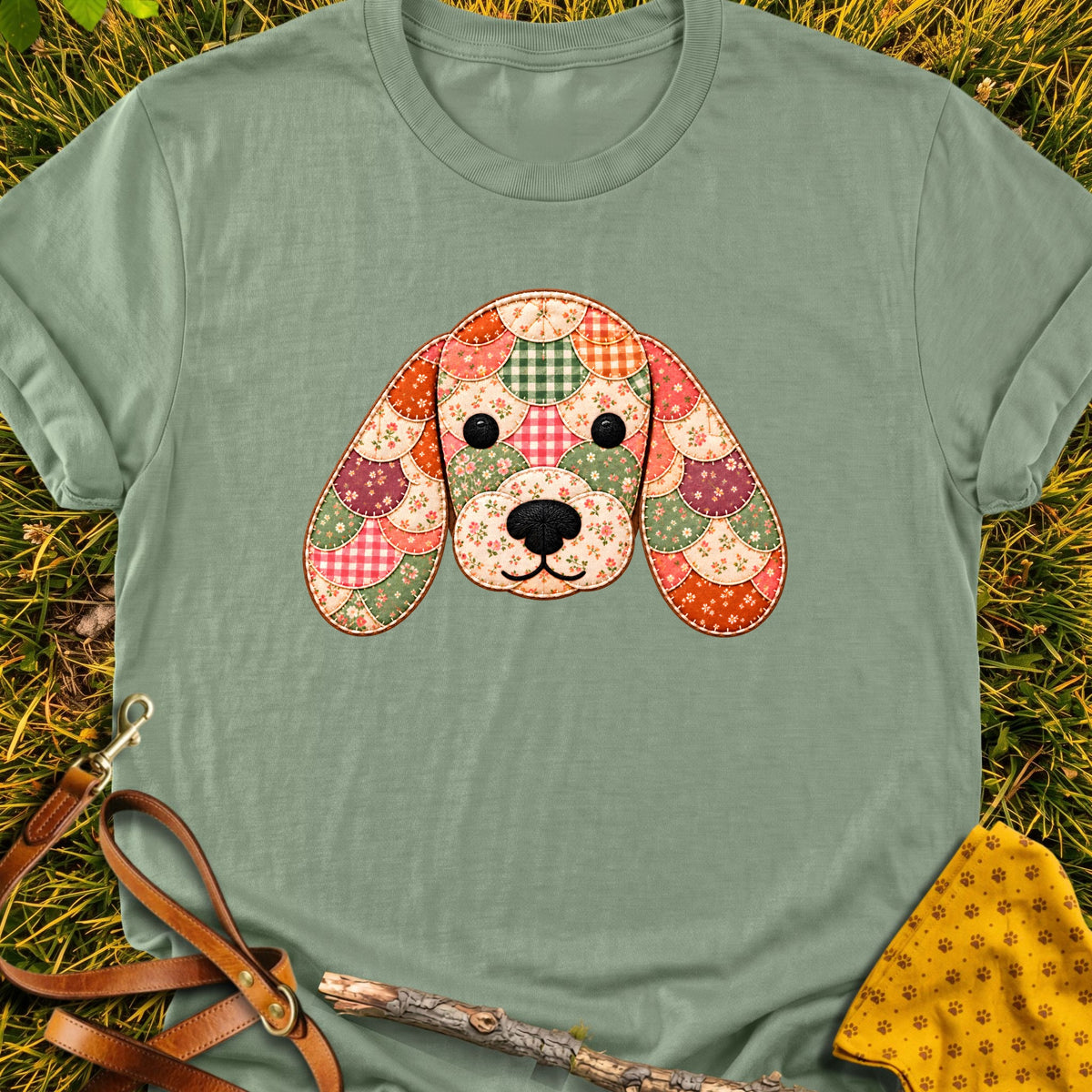Floppy Face T-shirt in Sage - Furever Mode rescue dog tee