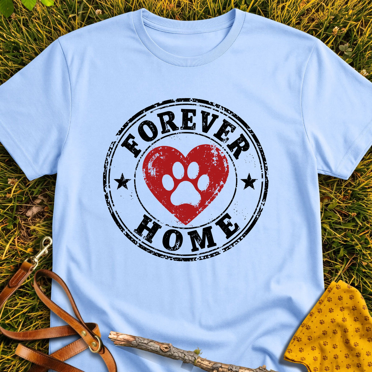 Forever Home T-shirt in Light Blue - Furever Mode rescue dog tee