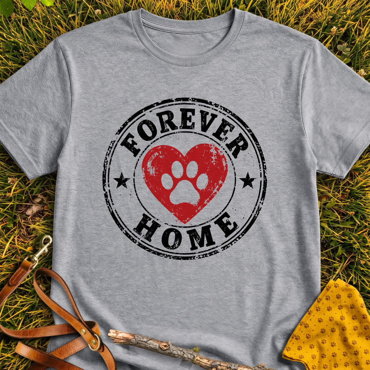 Forever Home T-shirt in Sport Grey - Furever Mode rescue dog tee