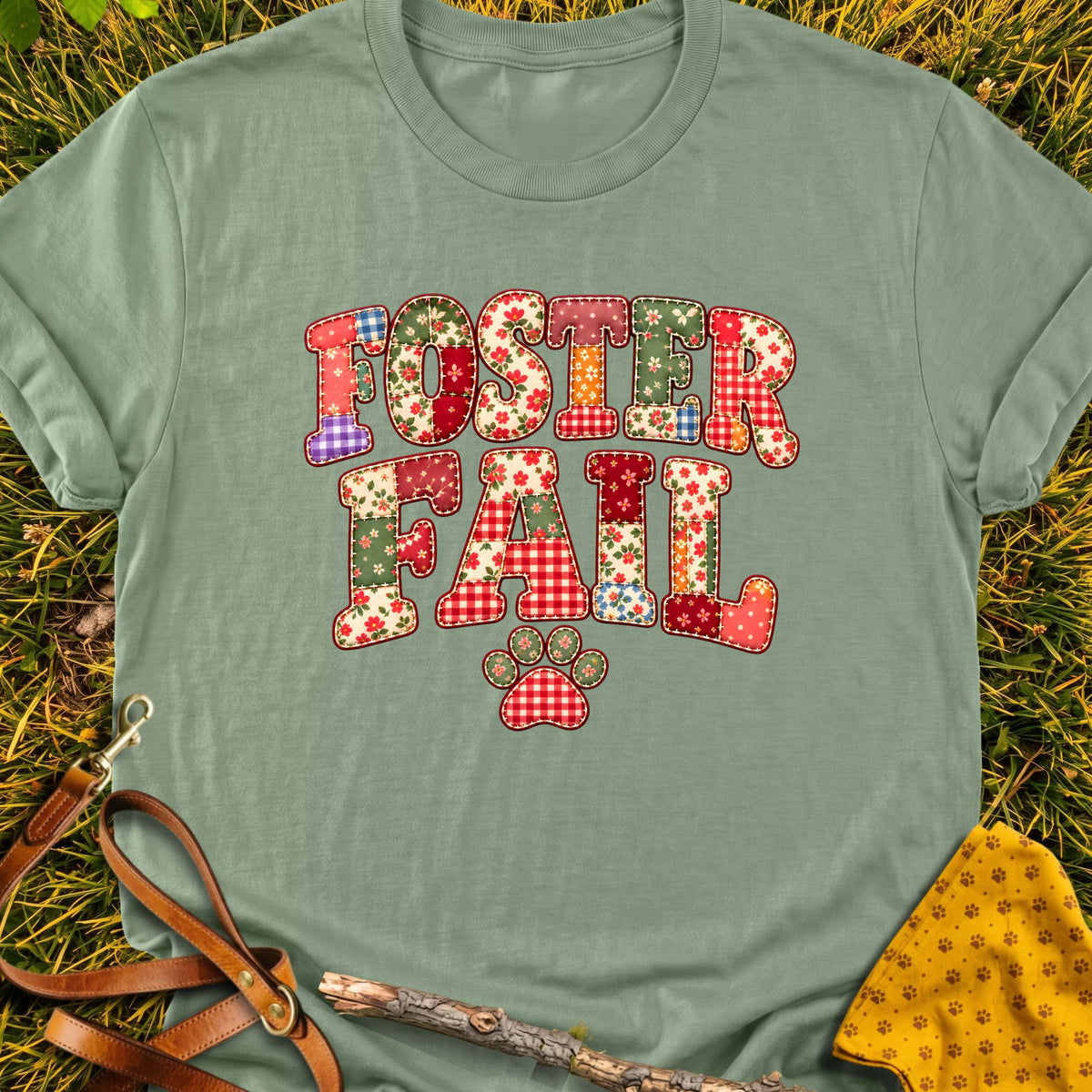 Foster Fail T-shirt in Sage - Furever Mode rescue dog tee