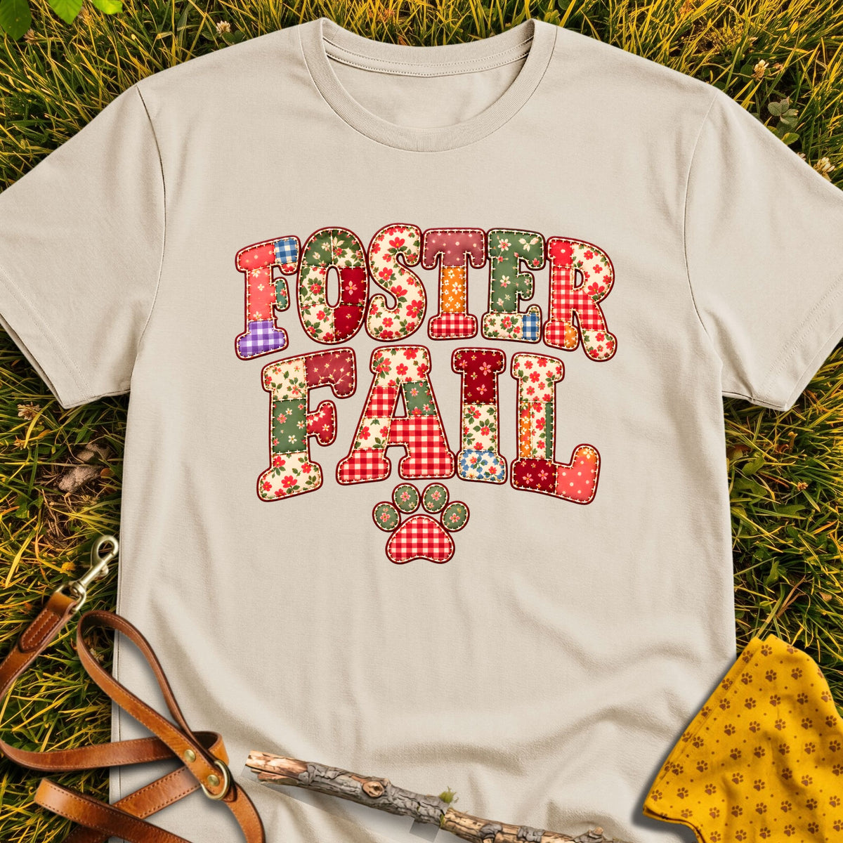 Foster Fail T-shirt in Sand - Furever Mode rescue dog tee