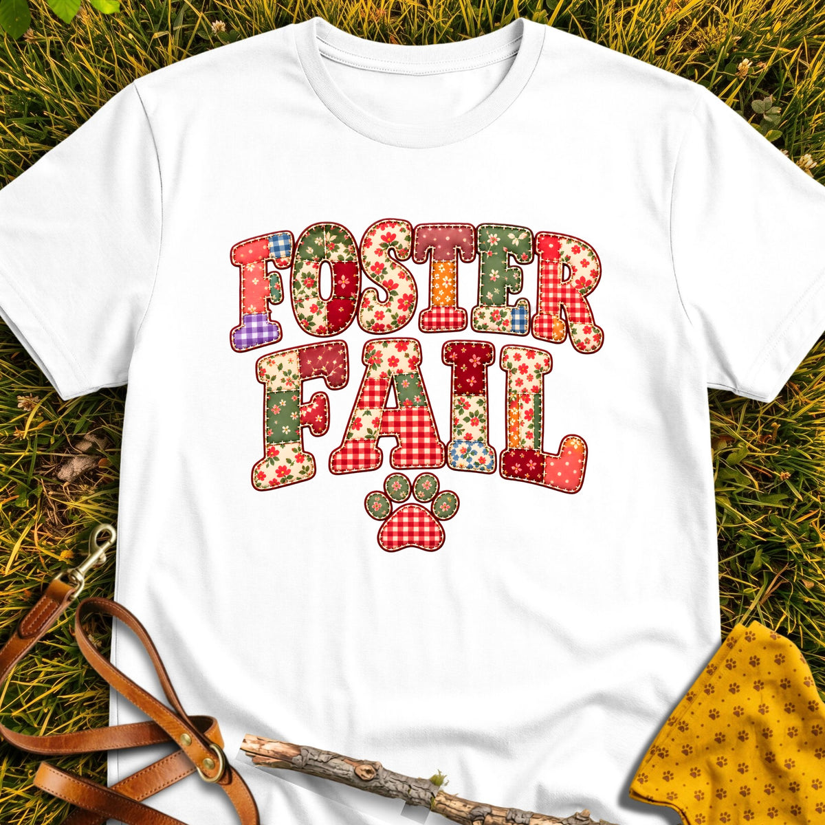 Foster Fail T-shirt in White - Furever Mode rescue dog tee