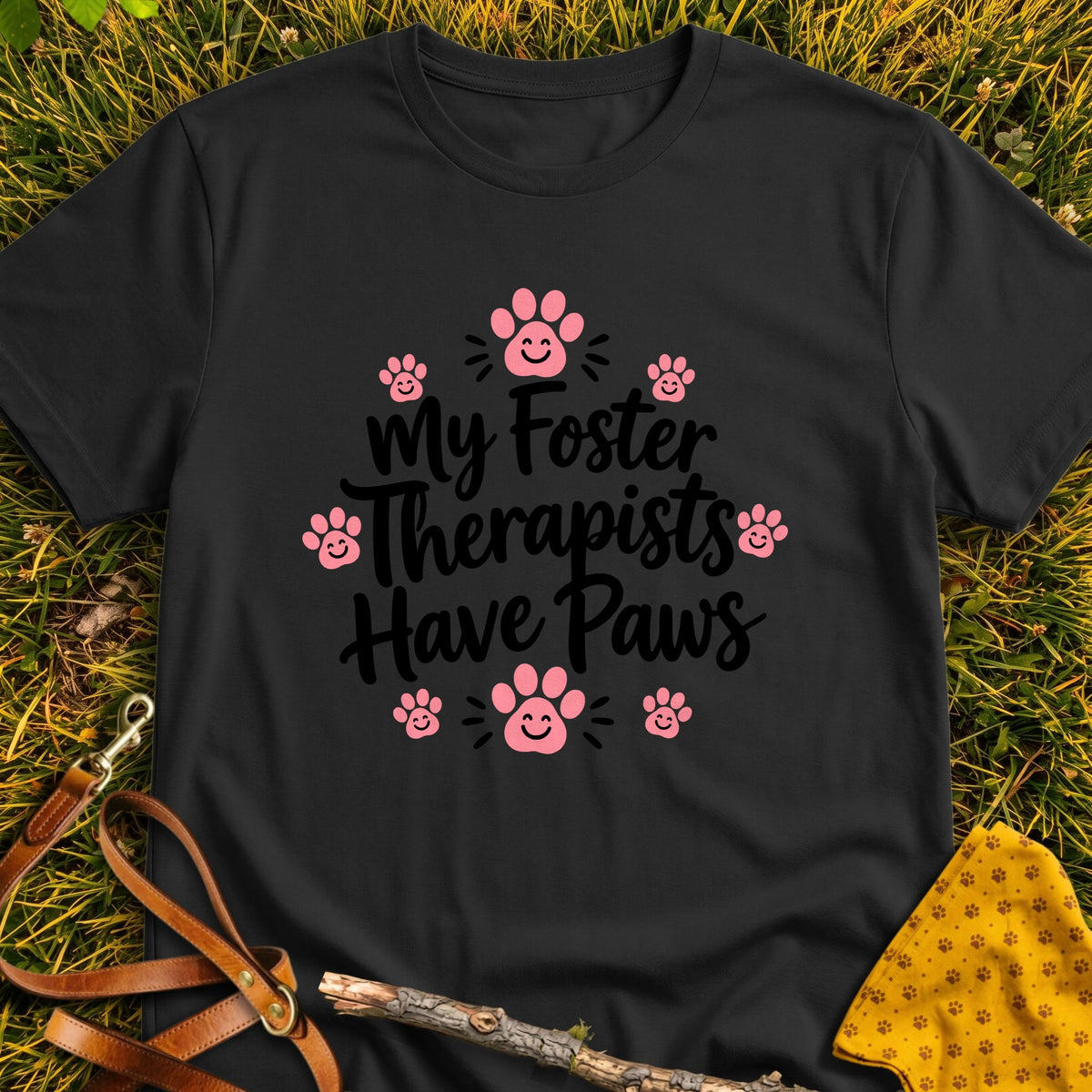 Foster Therapists T-shirt in Black - Furever Mode rescue dog tee